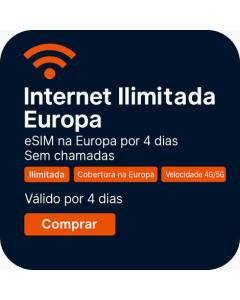 Dados ilimitados na Europa - 4 dias