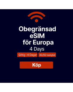 Obegränsad data i Europa - 4 dagar