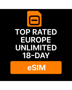 Top Rated Europe Unlimited Data 18-Day eSIM 