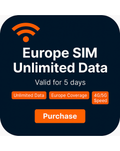 5 Days Unlimited data SIM for Europe