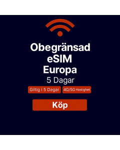 Obegränsad data i Europa - 5 dagar