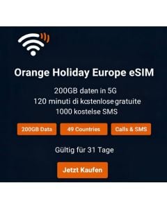 5G eSIM Europa: 200GB inkl. Unbegrenztem Hotspot & Anrufen
