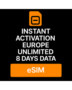 Instant Activation Europe Unlimited 8 Days Data eSIM