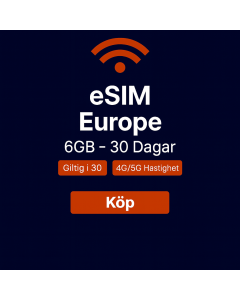 eSIM Europa 6 GB – 30 dagar