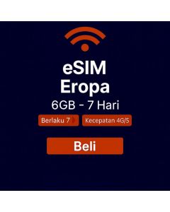 Travelers Weekend eSIM Europe 6GB (Data saja) Berlaku Selama 7 Hari 