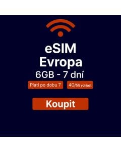 Travelers Weekend eSIM Europe 6GB (pouze data) Platná 7 dní