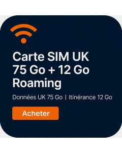 75 Go de données au Royaume-Uni avec 12 Go d'itinérance