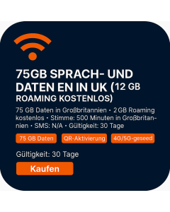 75GB SPRACH- UND DATEN EN IN UK (12 GB ROAMING KOSTENLOS)