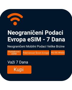 Aktivirajte Neograničene Evropske Podatke eSIM - 7 Dana