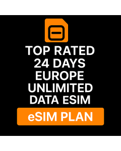Top Rated 24 Days Europe Unlimited Data eSIM Plan