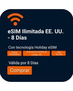 Activar eSIM de datos ilimitados para EE. UU. (Viaje de 8 días)
