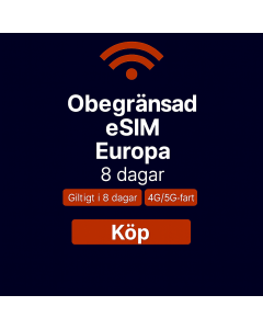 Obegränsad data i Europa - 8 dagar