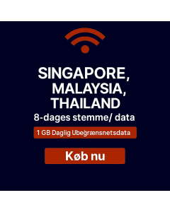 Singapore, Malaysia, Thailand 8-Dages Stemme/Data ESIM (1 GB dagligt ubegrænset + 20 minutters stemmekald)