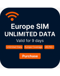 9 Days Unlimited data SIM for Europe