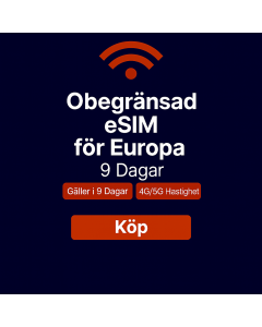 Obegränsad data i Europa - 9 dagar