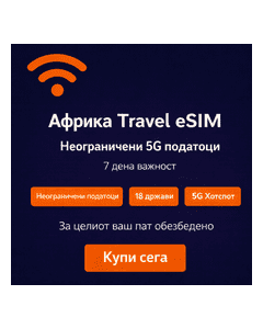 Патување во Африка - врвна неограничена eSIM картичка 7 дена