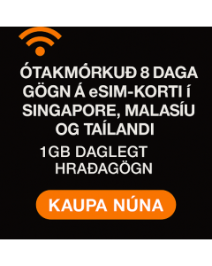 ÓTAKMÖRKUÐ 8 DAGA GÖGN Á eSIM-KORTI Í SINGAPORE, MALASÍU OG TAÍLANDI 1GB DAGLEGT HRAÐAGÖGN
