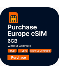 Purchase Europe eSIM 6GB 7 Days Without Contracts