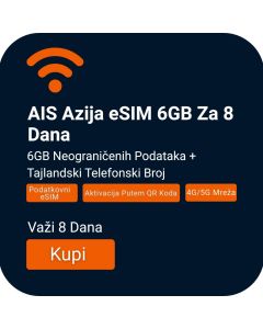 Aktivacija AIS Azija eSIM 6GB za 8 Dana