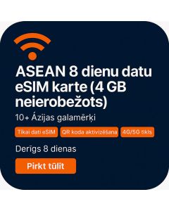 ASEAN 8 dienu datu eSIM karte (4 GB neierobežots)