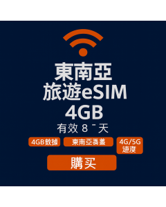 无限东盟 8 天数据 SIM 4GB 高速数据