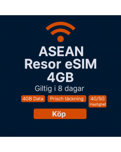 ASEAN 8-dagars Data eSIM (4GB Obegränsat)