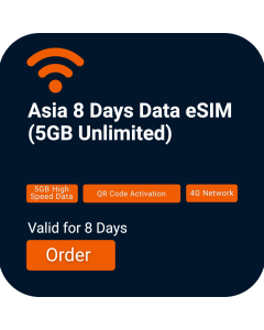 Asia 8-Day Data eSIM (5GB Unlimited) 