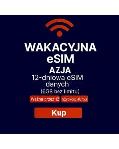 NIEOGRANICZONA KARTA SIM AZJA 12 DNI DANYCH 6 GB SZYBKICH DANYCH