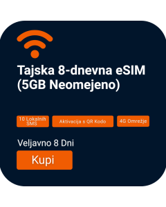 Aktivirajte eSIM za Tajsko | 8 Dni | 5GB Podatkov