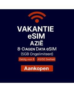 ONBEPERKTE AZIË 8-DAAGSE DATA SIM 5GB HOGE SNELHEID DATA