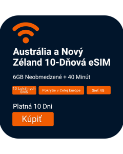 Aktivujte Austrália, Nový Zéland 6GB Hlasová/Dátová SIM | 10 Dní
