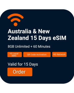 Install Australia, New Zealand 8GB Voice/Data eSIM | 15 Days