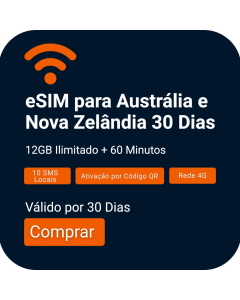 Ativar eSIM de voz/dados de 12GB para Austrália e Nova Zelândia | 30 dias