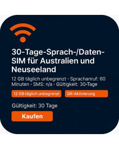 Australien & Neuseeland 30-Tage Sprach- und DateneSIM