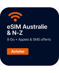 Australie, Nouvelle-Zélande eSIM huit Go avec appels vocaux