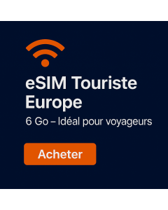 Carte eSIM pour voyageurs européens de six Go et sept jours