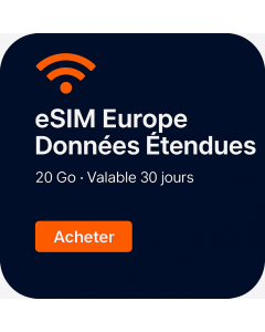 Carte eSIM pour voyageurs européens de vingt Go et trente jours