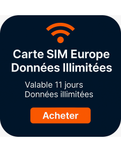 Carte SIM de données illimitées pour l'Europe pendant 11 jour
