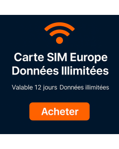 Carte SIM de données illimitées pour l'Europe pendant 12 jour