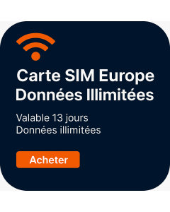 Carte SIM de données illimitées pour l'Europe pendant 13 jour