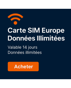 Carte SIM de données illimitées pour l'Europe pendant 14 jour