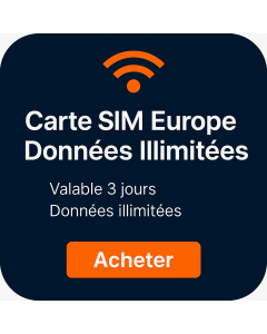 Carte SIM de données illimitées pour l'Europe pendant 3 jour