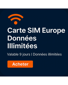 Carte SIM de données illimitées pour l'Europe pendant 9 jour