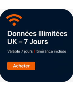 Carte SIM UK Data Plus 18 Go de données en itinérance