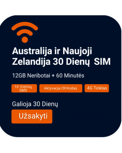 Activate Australia, New Zealand 12GB Voice/Data eSIM | 30 Days