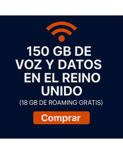 150 GB DE VOZ Y DATOS EN EL REINO UNIDO (18 GB DE ROAMING GRATIS)