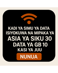 KADI YA SIMU YA DATA ISIYOKUWA NA MIPAKA YA ASIA YA SIKU 30, DATA YA GB 10 KASI YA JUU