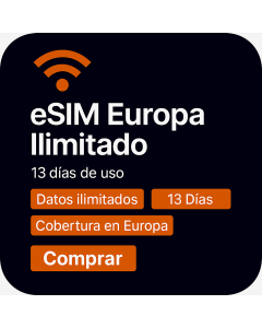 eSIM de Datos Ilimitados para Europa – 13 Días