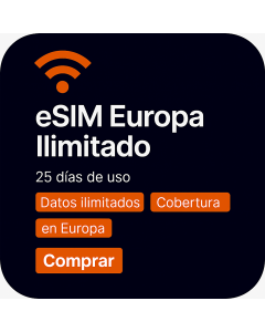 Datos ilimitados en Europa – 25 días (eSIM)