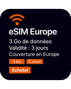eSIM Europe 3 Go – Validité 3 Jours
